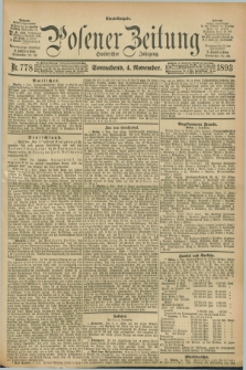 Posener Zeitung. Jg.100, Nr. 778 (4 November 1893) - Abend=Ausgabe.