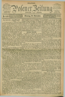 Posener Zeitung. Jg.100, Nr. 816 (20 November 1893) - Mittag=Ausgabe.