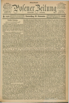 Posener Zeitung. Jg.100, Nr. 840 (30 November 1893) - Mittag=Ausgabe.