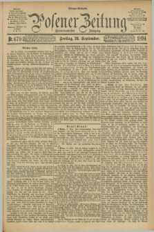 Posener Zeitung. Jg.101, Nr. 679 (28 September 1894) - Morgen=Ausgabe. + dod.
