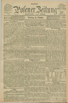 Posener Zeitung. Jg.101, Nr. 723 (15 Oktober 1894) - Abend=Ausgabe.