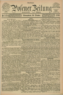 Posener Zeitung. Jg.101, Nr. 738 (20 Oktober 1894) - Abend=Ausgabe.