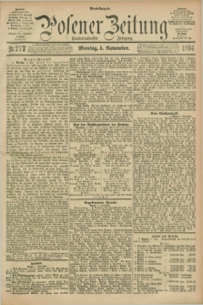 Posener Zeitung. Jg.101, Nr. 777 (5 November 1894) - Abend=Ausgabe.