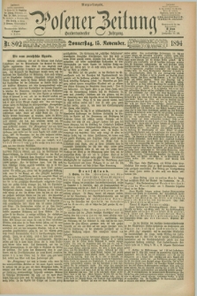 Posener Zeitung. Jg.101, Nr. 802 (15 November 1894) - Morgen=Ausgabe. + dod.