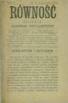 Równość = Égalité : czasopismo socyjalistyczne. R.1, No 2 (listopad 1879)
