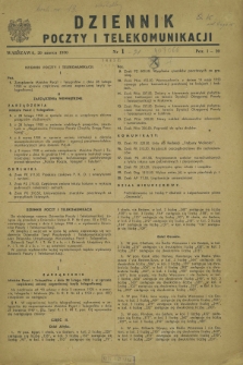 Dziennik Poczty i Telekomunikacji. 1950, nr 1 (20 marca)