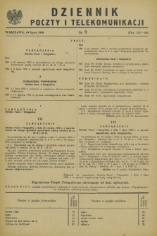 Dziennik Poczty i Telekomunikacji. 1950, nr 9 (20 lipca) + wkładka