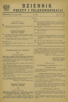 Dziennik Poczty i Telekomunikacji. 1950, nr 11 (21 sierpnia)