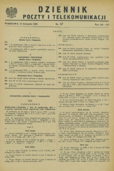 Dziennik Poczty i Telekomunikacji. 1950, nr 17 (20 listopada)