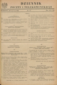 Dziennik Poczty i Telekomunikacji. 1951, nr 11 (20 czerwca)