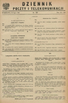 Dziennik Poczty i Telekomunikacji. 1951, nr 13 (20 lipca) + wkładka