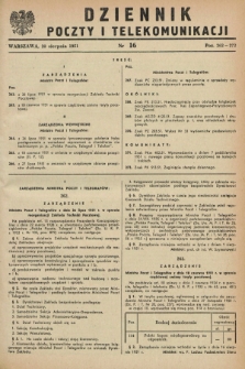 Dziennik Poczty i Telekomunikacji. 1951, nr 16 (20 sierpnia)