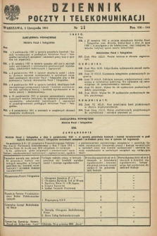 Dziennik Poczty i Telekomunikacji. 1951, nr 21 (5 listopada)