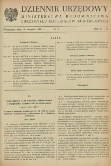 Dziennik Urzędowy Ministerstwa Budownictwa i Przemysłu Materiałów Budowlanych. 1958, nr 9 (11 sierpnia)