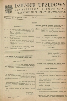 Dziennik Urzędowy Ministerstwa Budownictwa i Przemysłu Materiałów Budowlanych. 1958, nr 17 (31 grudnia)