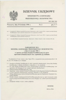 Dziennik Urzędowy Ministerstwa Gospodarki Przestrzennej i Budownictwa. 1996, nr 2 (30 kwietnia)