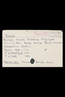 Katalog kartkowy Biblioteki Instytutu Botaniki Uniwersytetu Jagiellońskiego : czasopisma : zakres skrzynki: Biolosky - Boletim
