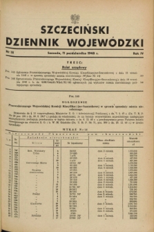 Szczeciński Dziennik Wojewódzki. R.4, nr 18 (11 października 1948)