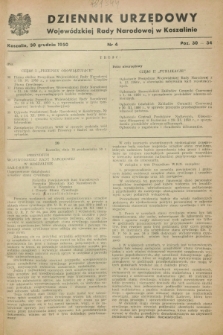Dziennik Urzędowy Wojewódzkiej Rady Narodowej w Koszalinie. 1950, nr 4 (30 grudnia)