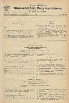 Dziennik Urzędowy Wojewódzkiej Rady Narodowej w Koszalinie. 1968, nr 7 (29 czerwca)