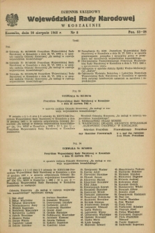 Dziennik Urzędowy Wojewódzkiej Rady Narodowej w Koszalinie. 1968, nr 8 (20 sierpnia)