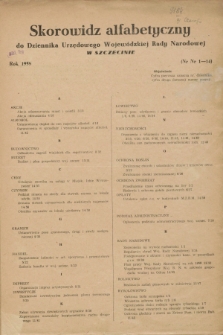 Dziennik Urzędowy Wojewódzkiej Rady Narodowej w Szczecinie. 1958, Skorowidz alfabetyczny za rok 1958