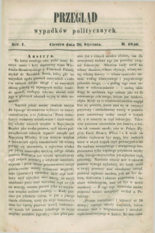 Przegląd Wypadków Politycznych. 1850, Ner. 1 (26 stycznia)