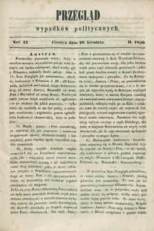 Przegląd Wypadków Politycznych. 1850, Ner. 12 (28 grudnia)
