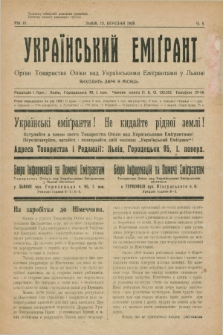 Ukraïns'kij Emigrant : organ Tovaristva Opìki nad Ukraïns'kimi Emìgrantami u L'vovi. R.3, č. 5 (15 bereznâ 1929)