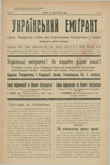 Ukraïns'kij Emigrant : organ Tovaristva Opìki nad Ukraïns'kimi Emìgrantami u L'vovi. R.3, č. 6 (25 bereznâ 1929)