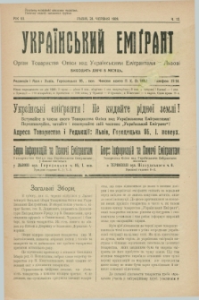 Ukraïns'kij Emigrant : organ Tovaristva Opìki nad Ukraïns'kimi Emìgrantami u L'vovi. R.3, č. 12 (28 červnâ 1929)