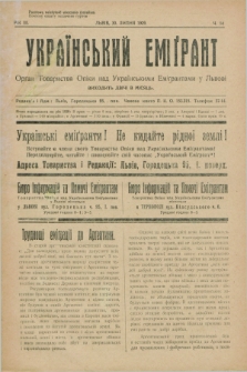 Ukraïns'kij Emigrant : organ Tovaristva Opìki nad Ukraïns'kimi Emìgrantami u L'vovi. R.3, č. 14 (30 lipnâ 1929)