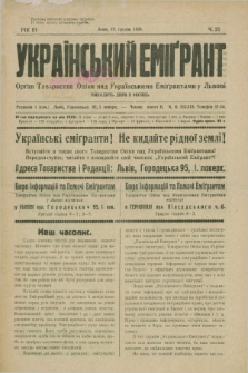 Ukraïns'kij Emigrant : organ Tovaristva Opìki nad Ukraïns'kimi Emìgrantami u L'vovi. R.3, č. 23 (15 grudnâ 1929)