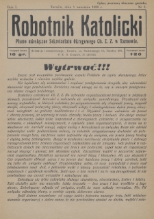 Robotnik Katolicki : pismo miesięczne Sekretariatu Okręgowego Ch. Z. Z. w Tarnowie. 1938, nr 3