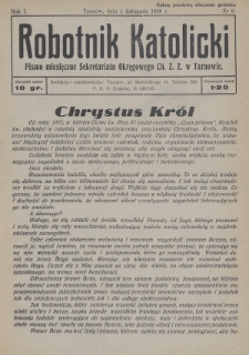 Robotnik Katolicki : pismo miesięczne Sekretariatu Okręgowego Ch. Z. Z. w Tarnowie. 1938, nr 6