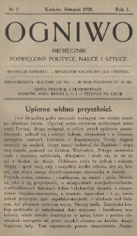 Ogniwo : miesięcznik poświęcony polityce, nauce i sztuce. 1920, nr 2