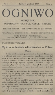 Ogniwo : miesięcznik poświęcony polityce, nauce i sztuce. 1920, nr 3