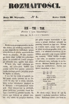Rozmaitości : pismo dodatkowe do Gazety Lwowskiej. 1856, nr 5