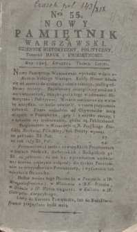 Nowy Pamiętnik Warszawski : dziennik historyczny, polityczny, tudzież nauk i umieiętności. 1805, nr 55
