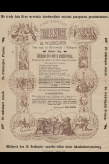 Cirkus H. Winkler przy rogu ul. Dietlowskiej i Wielopole : Codziennie dwa wielkie przedstawienia