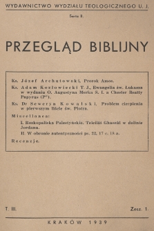 Przegląd Biblijny. 1939, T.3