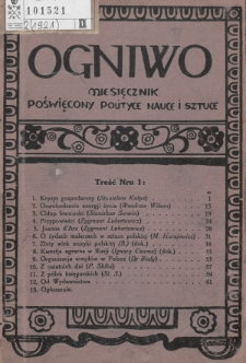 Ogniwo : miesięcznik poświęcony polityce, nauce i sztuce. 1921, nr 1