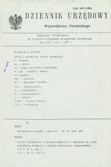 Dziennik Urzędowy Województwa Toruńskiego. 1992, Skorowidz alfabetyczny
