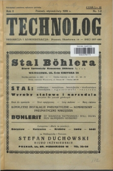 Technolog : organ Związku Technologów R.P. R.6, Nr. 1/2 (styczeń/luty 1938)