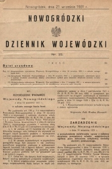 Nowogródzki Dziennik Wojewódzki. 1931, nr 22