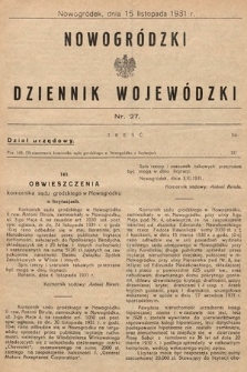Nowogródzki Dziennik Wojewódzki. 1931, nr 27