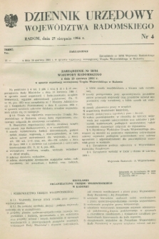 Dziennik Urzędowy Województwa Radomskiego. 1984, nr 4 (25 sierpnia)