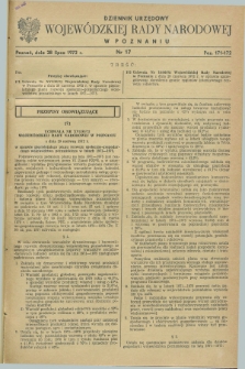 Dziennik Urzędowy Wojewódzkiej Rady Narodowej w Poznaniu. 1972, nr 17 (28 lipca)