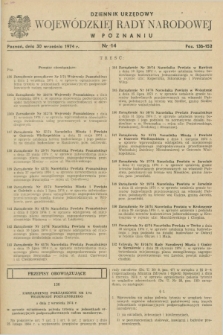 Dziennik Urzędowy Wojewódzkiej Rady Narodowej w Poznaniu. 1974, nr 14 (30 września)