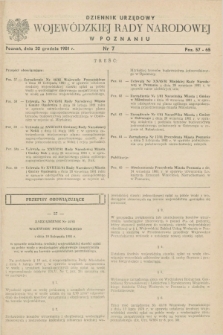 Dziennik Urzędowy Wojewódzkiej Rady Narodowej w Poznaniu. 1981, nr 7 (20 grudnia)